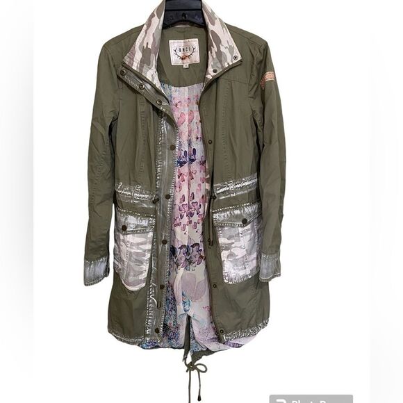 Anthropologie Army Green Chore Barn Jacket Funnel Neck Oversized Size X-Small - Picture 1 of 15